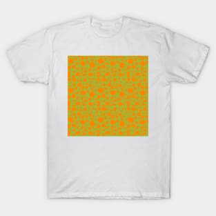 Orange dots on green pattern T-Shirt